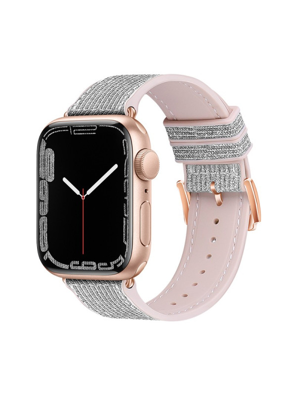 Watchband Hoco WA11 Diamond series 42/44/45/49mm για Apple Watch 1/2/3/4/5/6/7/8/SE/Ultra Λευκό Ασημί Silicone Band