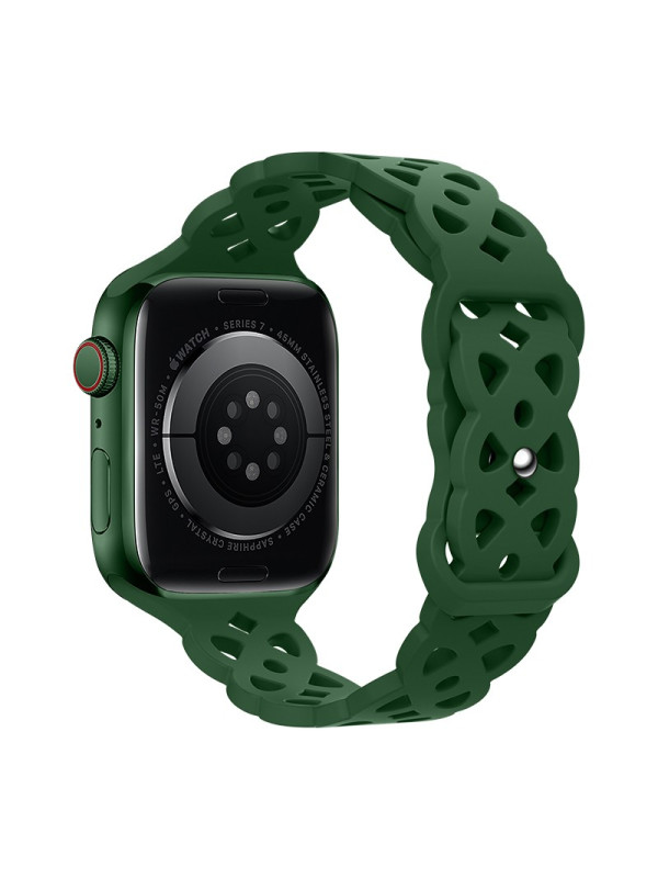 Watchband Hoco WA09 Flexible Rhombus Hollow 38/40/41mm για Apple Watch 1/2/3/4/5/6/7/8/SE Dark Green Silicon Band