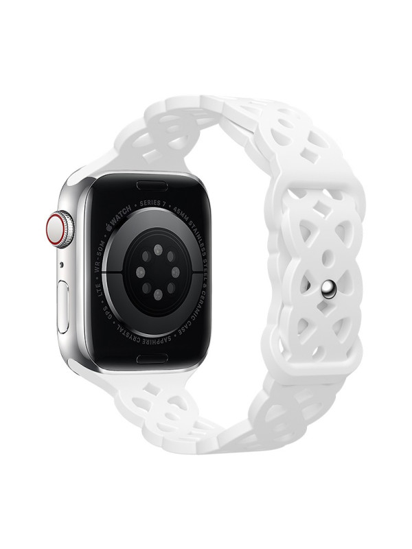 Watchband Hoco WA09 Flexible Rhombus Hollow 38/40/41mm για Apple Watch 1/2/3/4/5/6/7/8/SE Λευκό Silicon Band