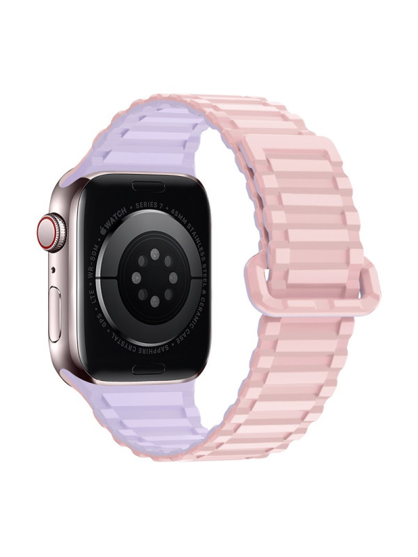 Watchband Hoco WA06 Flexible Military Pattern 42/44/45/49mm για Apple Watch 1/2/3/4/5/6/7/8/SE/Ultra Ροζ Μωβ Silicon Band