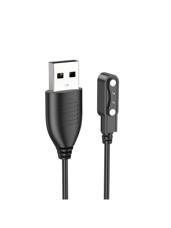 Φορτιστής Hoco για Y7 Pro Smart watch με 2 pin Μαύρο Απόσταση Μαγνητών: 12mm Απόσταση Επαφών: 3mm