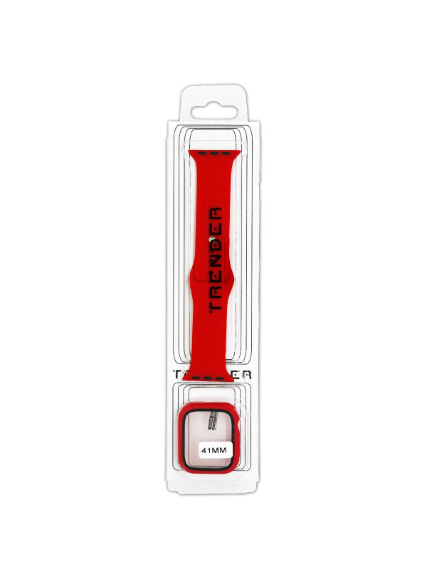 Ανταλλακτικό Λουράκι Trender TR-ASLTPU41RD Σιλικόνης + TPU Κάλυμμα για Apple Watch 40/41mm Κόκκινο