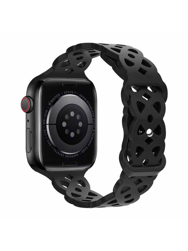 Watchband Hoco WA09 Flexible Rhombus Hollow 42/44/45/49mm για Apple Watch 1/2/3/4/5/6/7/8/SE/Ultra Μαύρο Silicon Band