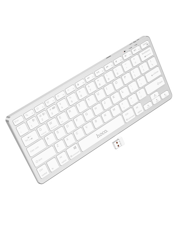 Ασύρματο Πληκτρολόγιο Hoco GM32 Wisdom 78 Πλήκτρα 2.4GHz+Bluetooth 5.0 Ασημί