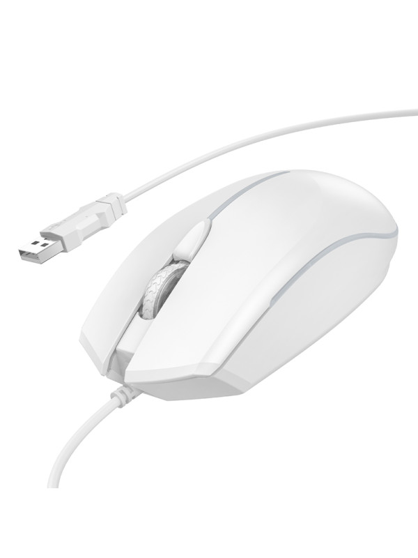 Ενσύρματο Ποντίκι Gaming Hoco GM37 Wonderful με 4  Πλήκτρα, Φωτισμό, 2400 DPI Λευκό