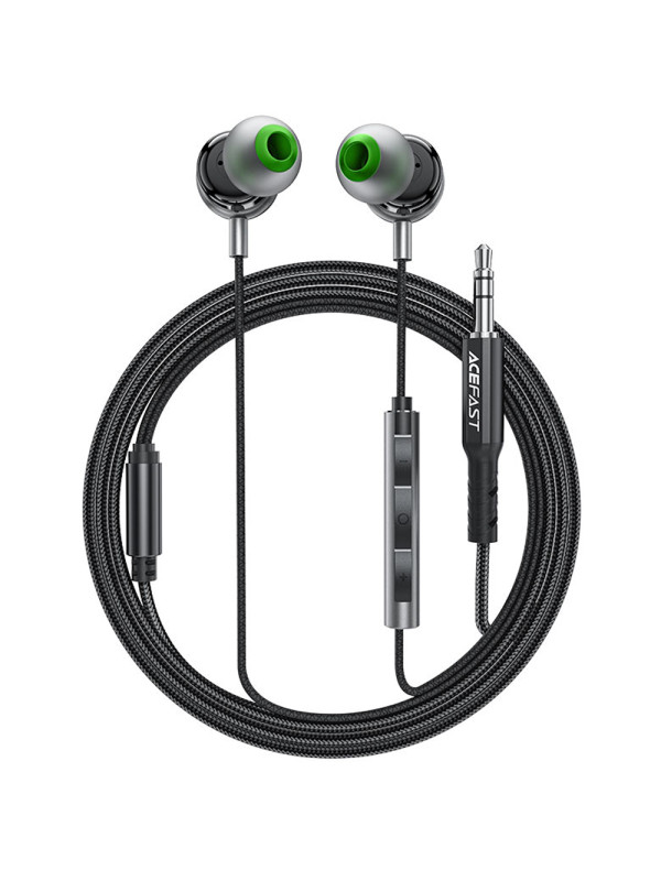 Hands Free Acefast L4 Earphones Stereo 3.5mm Braided 1.2m Μαύρα με HD Μικρόφωνο