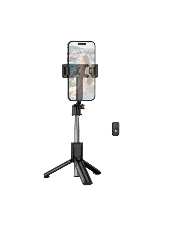 Selfie Stick Borofone BY14 Graceful Mini για Συσκευές 4.5"-7.0" με Τηλεχειριστήριο 120mAh Bluetooth v5.2 Μαύρο