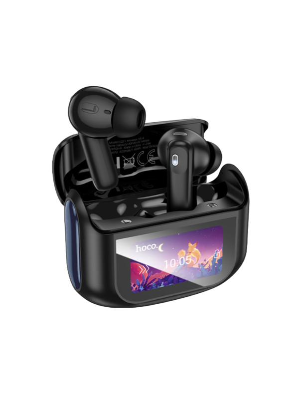 Wireless Hands Free Hoco EQ21 Sandy 400mAh  v5.4 με ANC ENC TWS 7 Ώρες Ομιλίας και Οθόνη Αφής Μαύρα