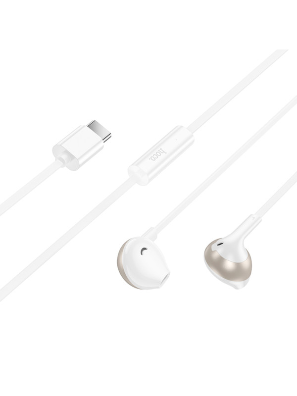 Hands Free Hoco M115 Sagacious USB-C Universal Earphones Hi-Fi Stereo με Μικρόφωνο Λευκά 1.2m Συμβατά με Όλες τις USB-C Συσκευές