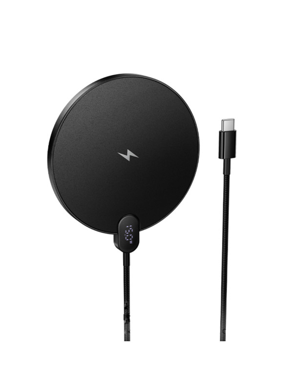 Ασύρματος Φορτιστής Hoco CW62 Peak PD15W Ultra-thin με Ψηφιακή Ένδειξη Φόρτισης 1.2m Μαύρος