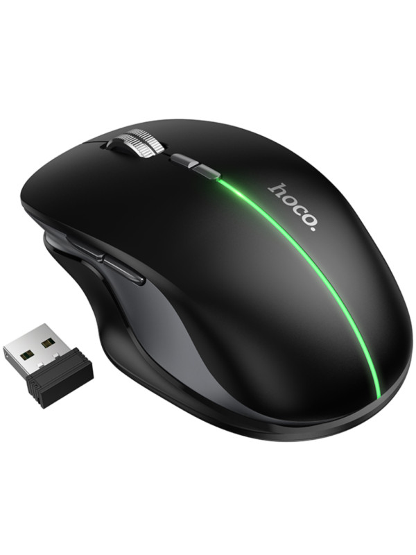 Ασύρματο Επαναφορτιζόμενο Ποντίκι Hoco GM40 Dixon RGB Wireless 2.4GHz Bluetooth 5.0 με 7  Πλήκτρα 1600 DPI Μαύρο