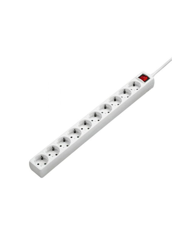 Πολύπριζο Hama με 10 Θύρες Εισαγωγής Σούκο και Διακόπτη Ασφαλείας On/Off Καλώδιο 3m Λευκό Max 3500W