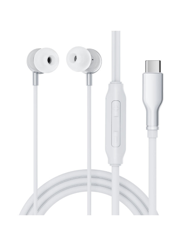Hands Free Silicon Acefast L8 Earphones Stereo USB-C με Μικρόφωνο 1.2m Γκρι Συμβατά με Όλες τις Συσκευές USB-C