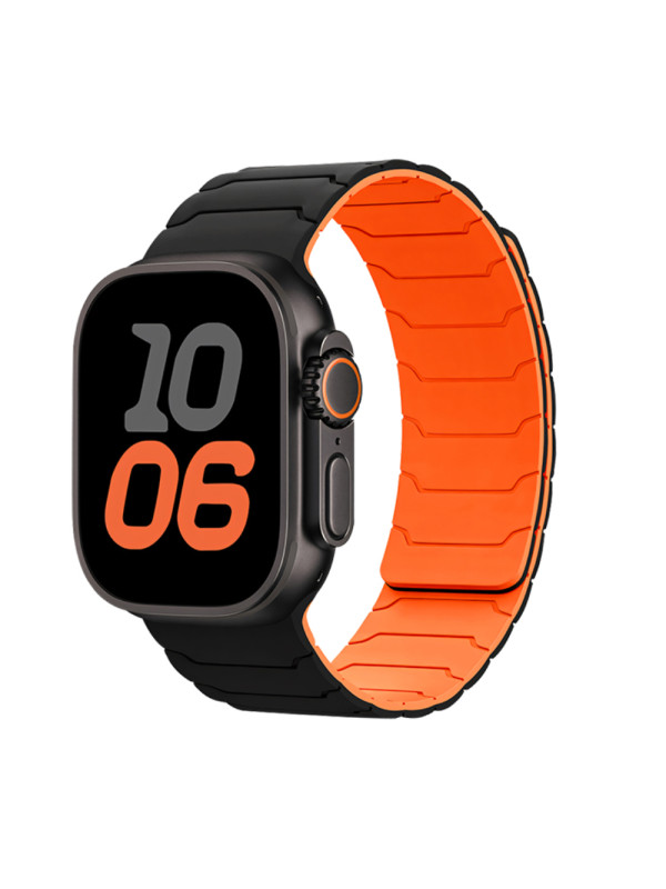 Watchband Hoco WA39 Flex Series 38/40/41/42mm Silicon Strap για Apple Watch series 1/2/3/4/5/6/7/8/9/SE/SE2 Μαύρο με Πορτοκαλί