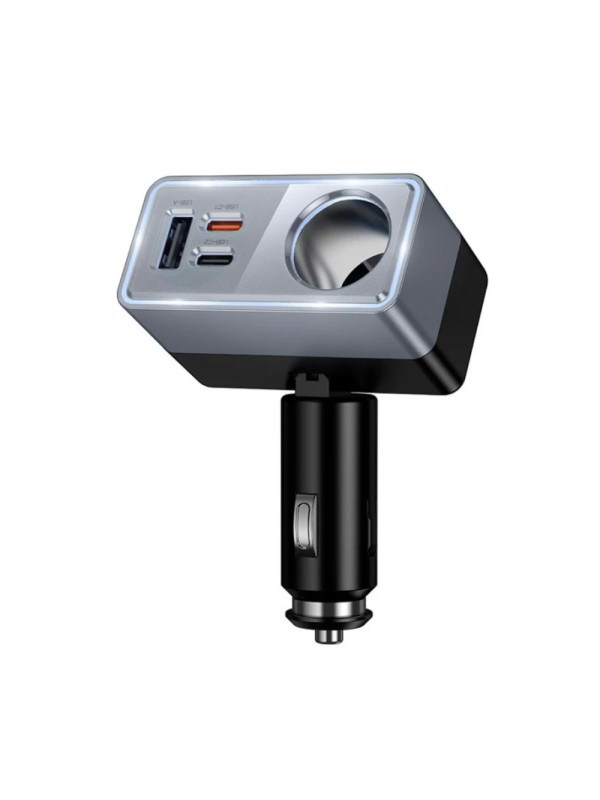 Φορτιστής Αυτοκινήτου Hoco Z65A 165W Smart High Power 2xUSB-C PD30W 1xUSB-A Θύρα Αναπτήρα και Περιστρεφόμενη Κεφαλή