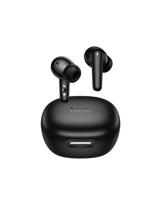 Wireless Hands Free Hoco EQ100 Intelligent TWS Dual Mic v5.4 500mAh 10 h Λειτουργίας και AI Μετάφραση σε 134 Γλώσσες με Βάση Κινητού Μαύρα