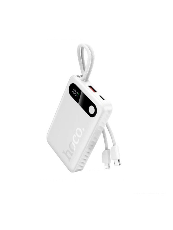 Power Bank Hoco J171A Edge 20000mAh 1xUSB-A 22.5W 1xUSB-C PD20W Digital LED Ένδειξη Μπαταρίας και Braided Καλώδιο USB-C και Lightning Λευκό