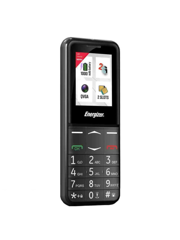 Energizer Feature E4 32MB/2GB Dual Sim 2G 1.77" Μαύρο, με πλήκτρο SOS και UK Φορτιστή