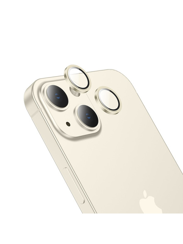 Προστασία Κάμερας Hoco 3D Metal V13 για Apple iPhone 15 / iPhone 15 Plus Light Yellow