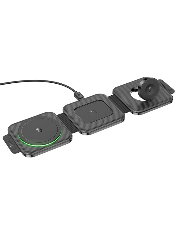 Επιτραπέζια Αναδιπλούμενη Βάση Ασύρματης Φόρτισης Hoco CQ4 Unique 3-σε-1 15W Φόρτιση 3 Συσκευών και Atmosphere Indicator