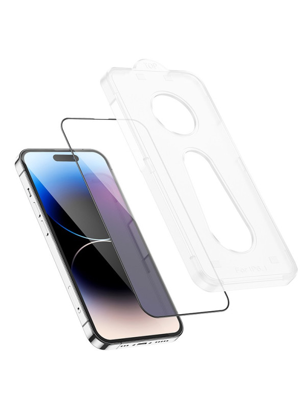 Tempered Glass Hoco A33 9Η Full Screen Protection 0.33mm για Apple iPhone 14 Pro με Οδηγό για Εύκολη Τοποθέτηση
