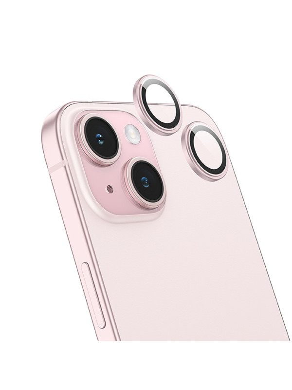 Προστασία Κάμερας Hoco 3D Metal V14 για Apple iPhone 15 / 15 Plus Ροζ
