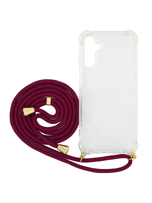 Θήκη Ancus Crossbody για Samsung A14 A146B A145F με Κορδόνι Μπορντώ