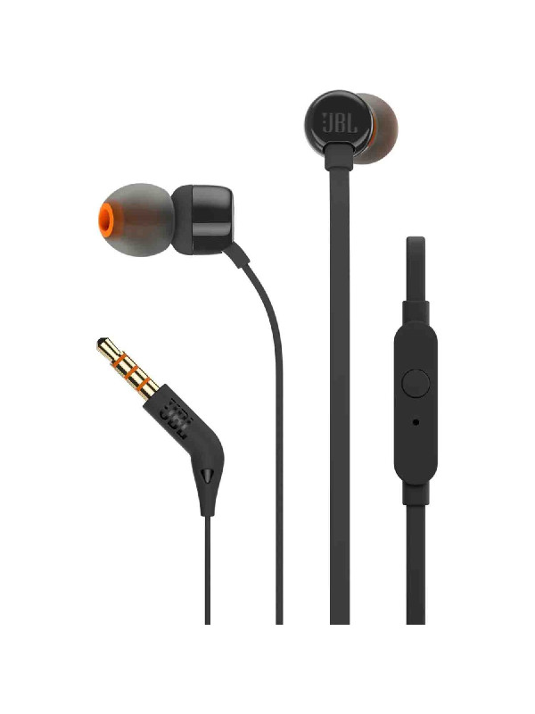 Hands Free JBL Tune 160 In-ear 3.5mm 9mm Dynamic Driver Pure Bass Sound με Μικρόφωνο JBLT160BK 1.2m Μαύρα