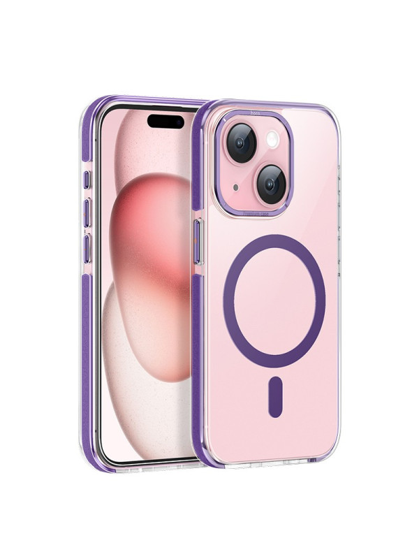 Θήκη Hoco Magnetic Premium Series Anti-Drop Magnetic Mag-charge για Apple iPhone 15 Διάφανη Μωβ