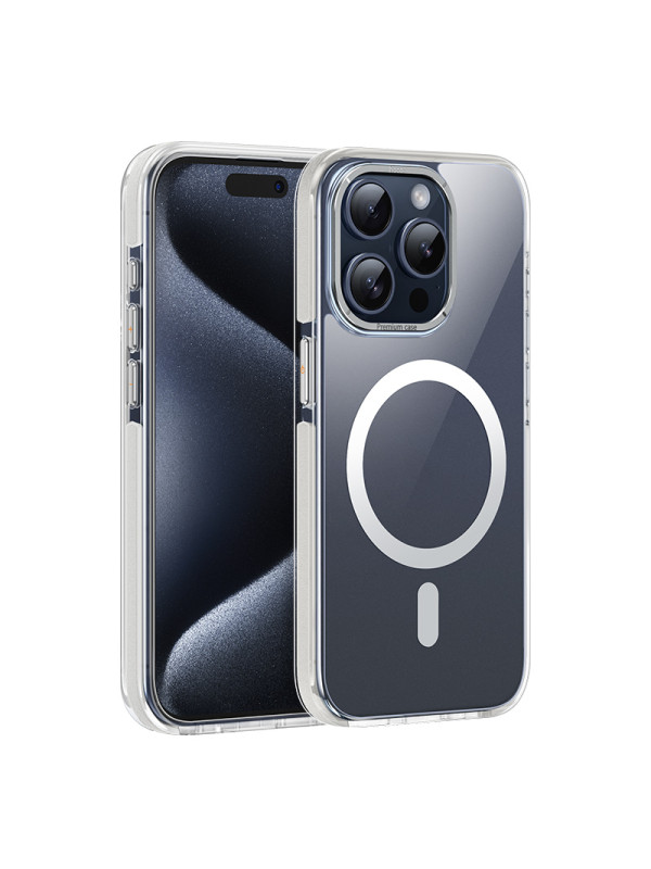 Θήκη Hoco Magnetic Premium Series AS6 Anti-Drop Magnetic Mag-charge για Apple iPhone 15 Pro Διάφανη Γκρι