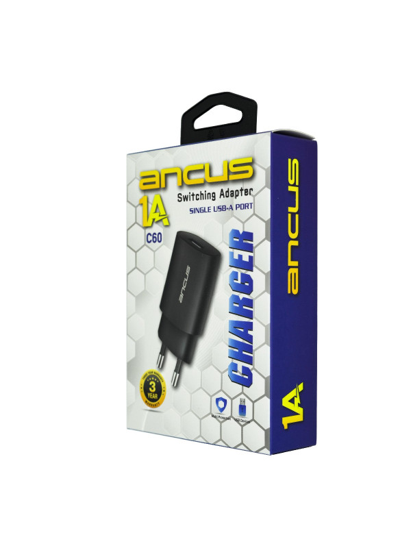 Φορτιστής Ταξιδίου Switching Ancus Supreme Series C60 USB 5V / 1A 5W Μαύρο