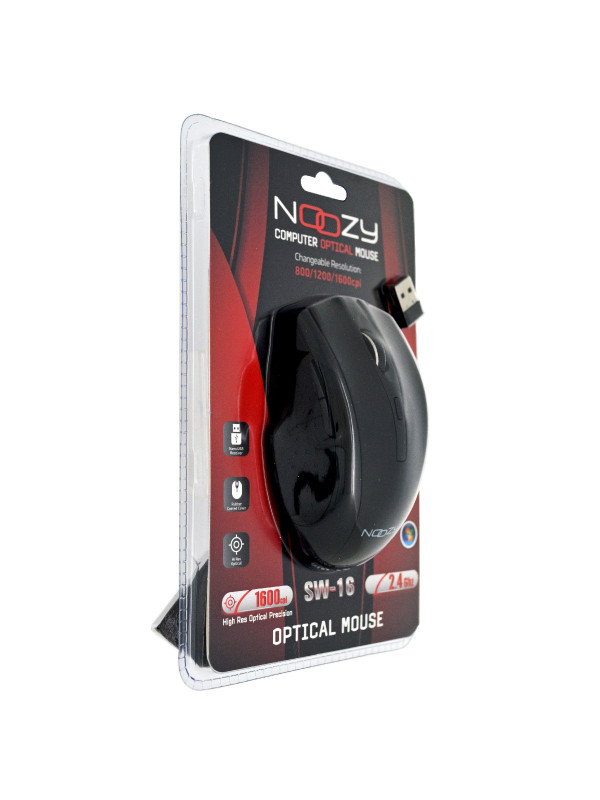 Ασύρματο Ποντίκι Noozy SW-16 USB 6D 2.4GHz με 6 Πλήκτρα και 1600DPI Μαύρο