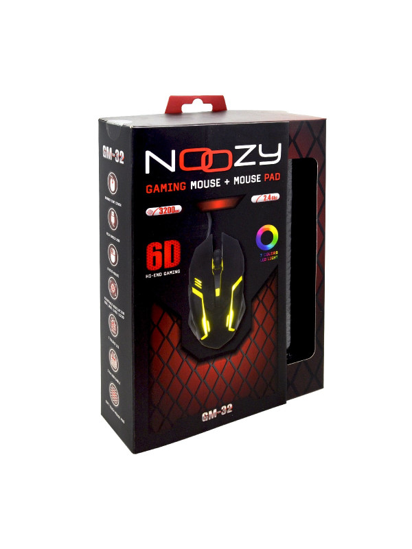 Ενσύρματο Ποντίκι Gaming Noozy GM-32 6D με 6 Πλήκτρα, 3200 DPI και Mousepad