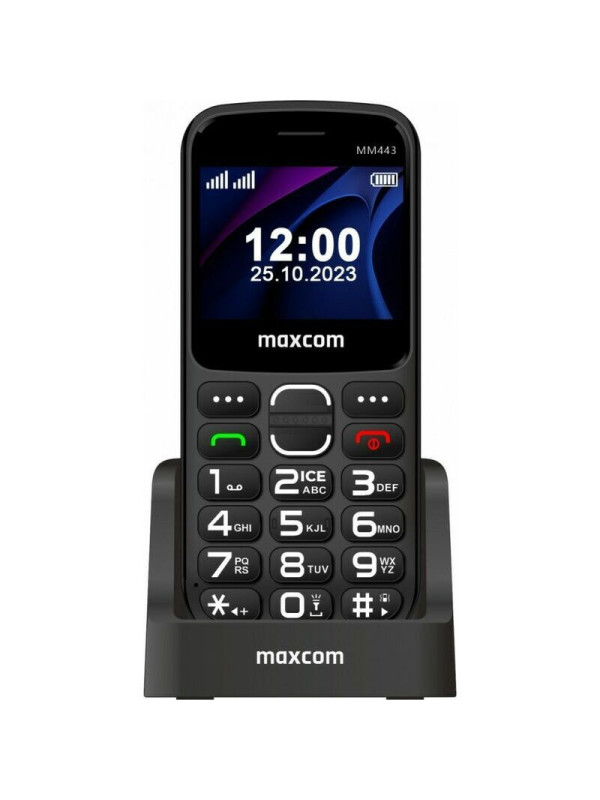 Maxcom MM443 (Dual Sim) 4G VoLTE 2.31" με Βάση Φόρτισης, Μεγάλα Πλήκτρα, Ραδιόφωνο, Φακό και Πλήκτρο Έκτακτης Ανάγκης Μαύρο