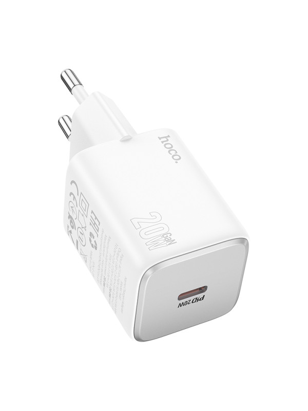 Φορτιστής Ταξιδίου Small Body Hoco N40 Mighty USB-C PD20W GaN Tech Λευκός