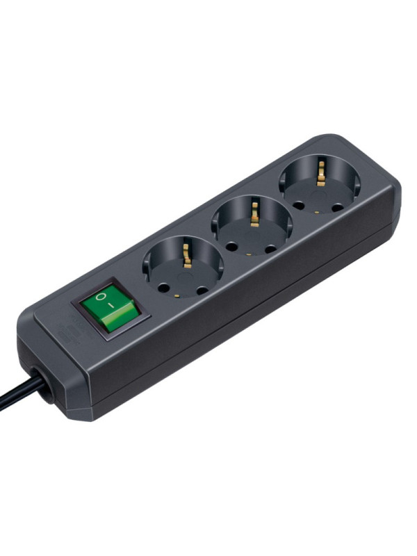 Πολύπριζο Brennenstuhl με 3 Θύρες Εισαγωγής Σούκο και Διακόπτη Ασφαλείας On/Off Καλώδιο 1.5 μ IP20 Μαύρο