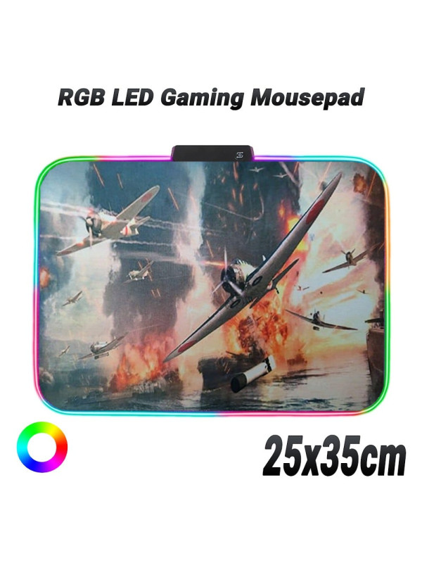 RGB LED Gaming Mousepad 25x35cm Aircraft