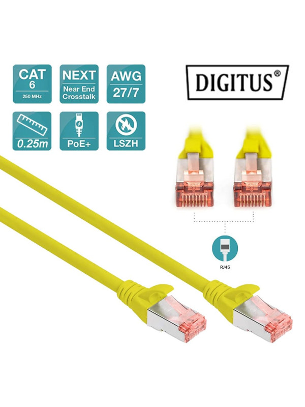 Καλώδιο Ethernet CAT 6S/FTP Κίτρινο 0.25m