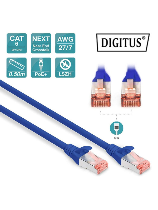 Καλώδιο Ethernet CAT 6S/FTP Μπλε 0.5m