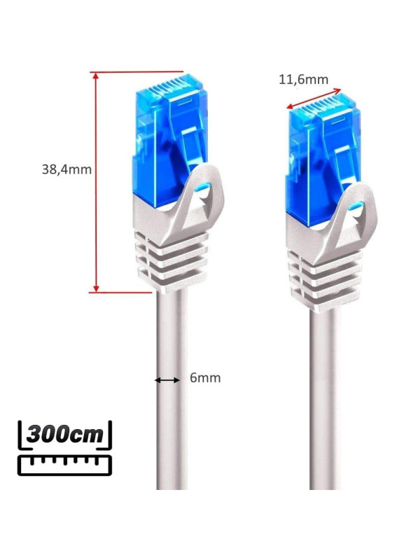 Καλώδιο Ethernet CAT5E 3m Silver - Blue Tip