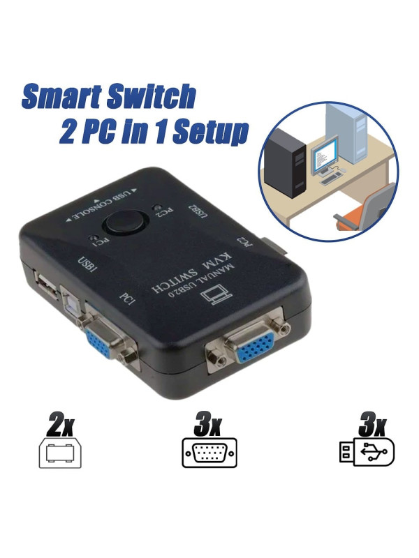 Smart kVM Switch 2PC in 1 Setup