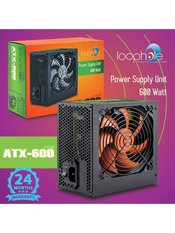 Τροφοδοτικό LOOPHOLE 600Watt Πορτοκαλί Fan
