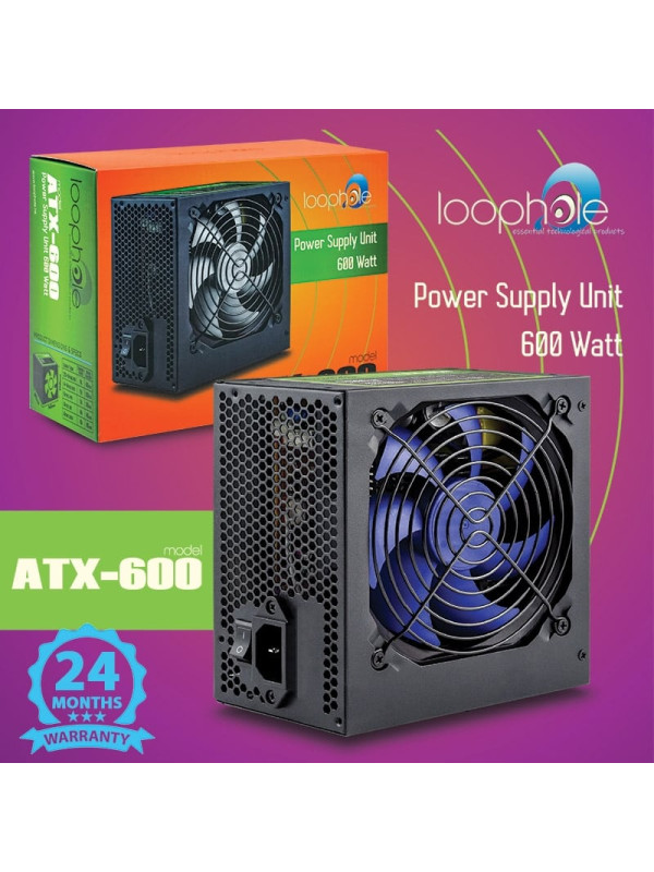 Τροφοδοτικό LOOPHOLE 600Watt Μπλε Fan